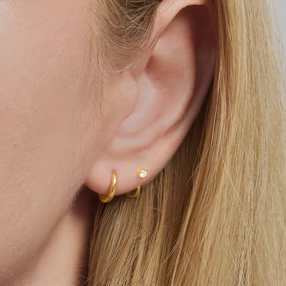 New Ardant Cloud Comfort Duo Earrings Hoops 18K Gold Vermeil - Picture 2 of 8